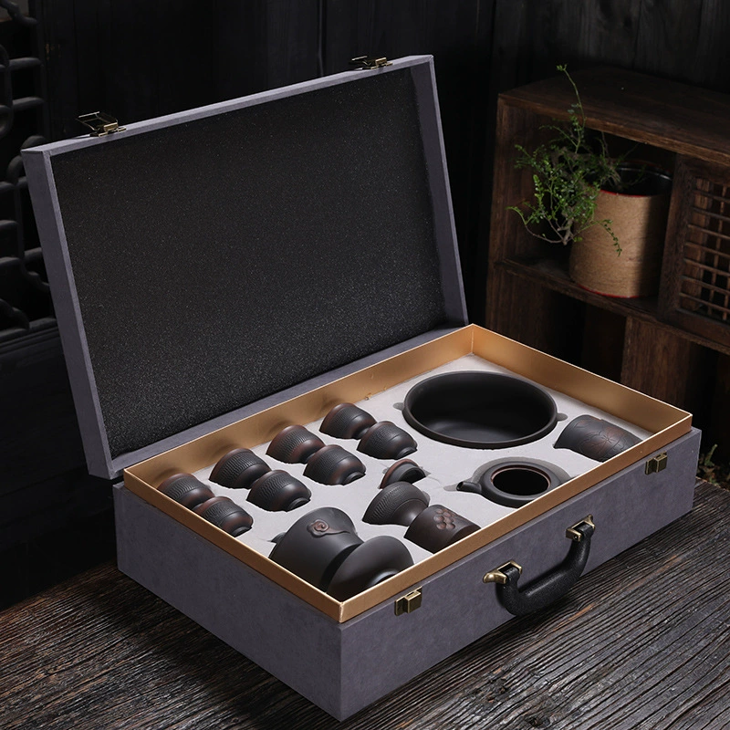 High-end tea set for office, retro ceramic gift box, teapot, light luxury style