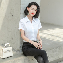 爆款白衬衫 女短袖2024韩版酒店前台 服务员美容院 职业休闲衬衣