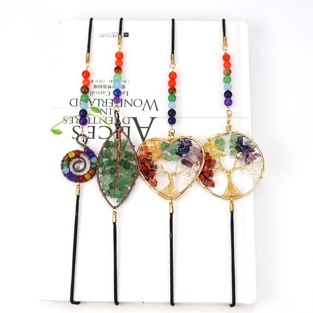 TikTok transmisión en vivo grava cristal Árbol de la vida cuerda elástica marcador cuentas coloridas banda de goma número marcador traje BM51