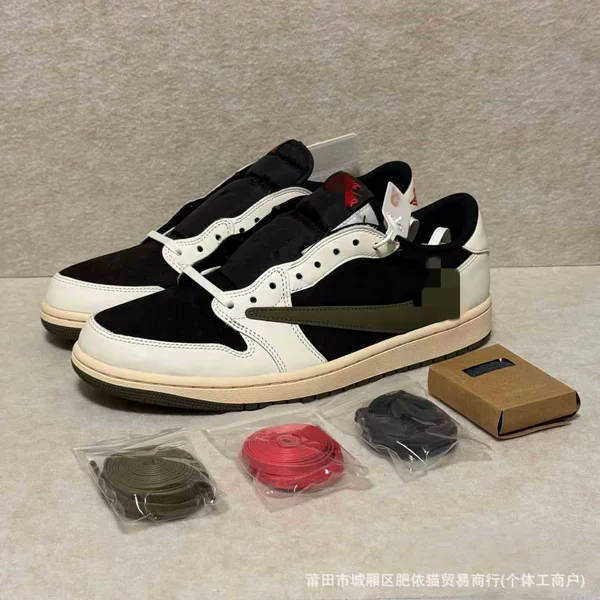 Cross-border original AJ1 reverse hook sneakers, Lightning Black Warrior, Fujiwara Hiroshi Mocha basketball shoes, Jordan 1 men's and women's sports shoes