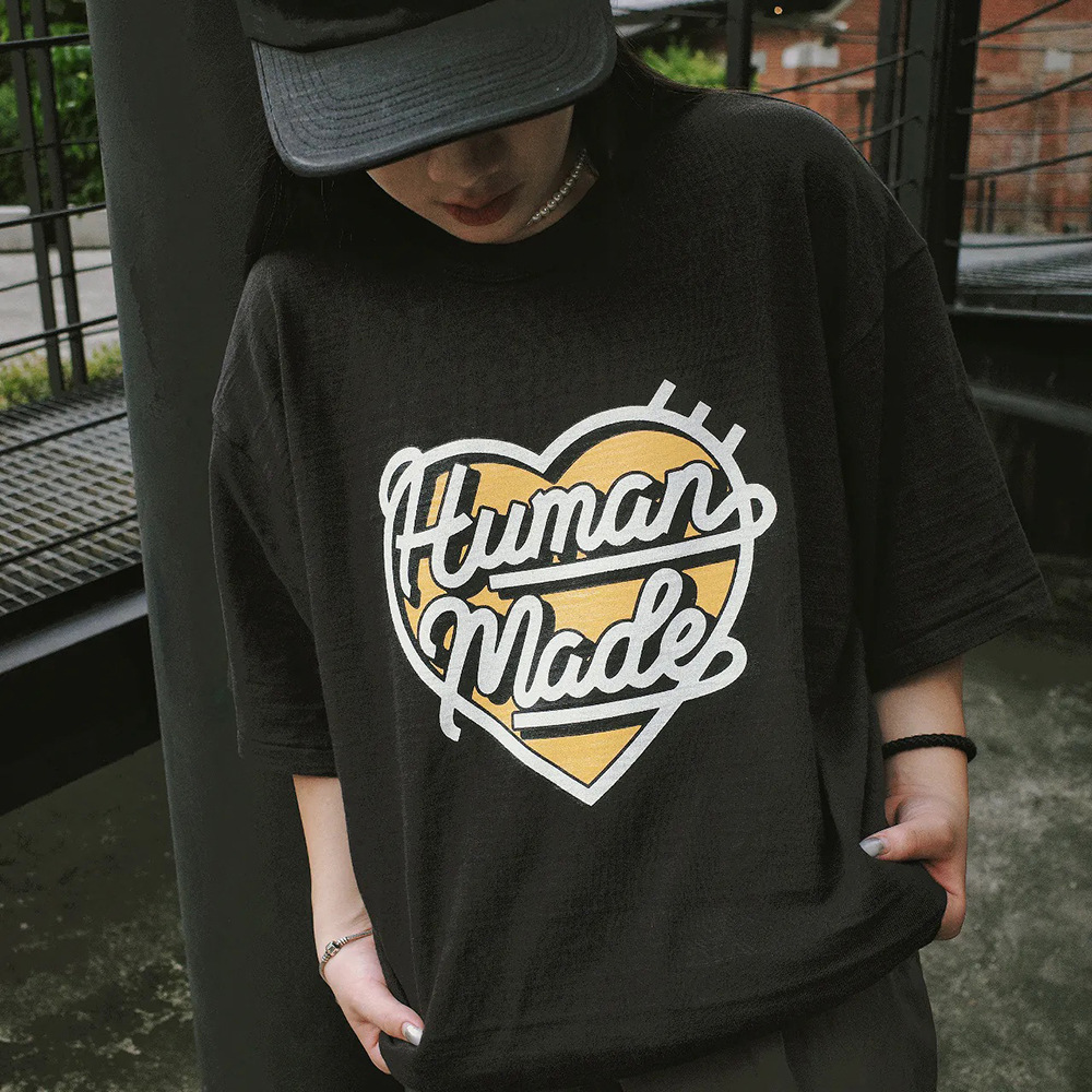 Marca de moda japonesa de bambú pesado algodón suelto pareja de hombre y mujer cilindro camiseta de manga corta media manga TEE