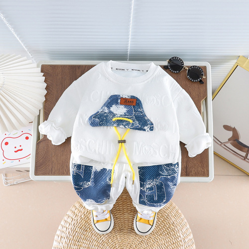Boys' sweatshirts spring and autumn  new children's handsome and fashionable street T-shirts autumn Korean style round neck tops trendy