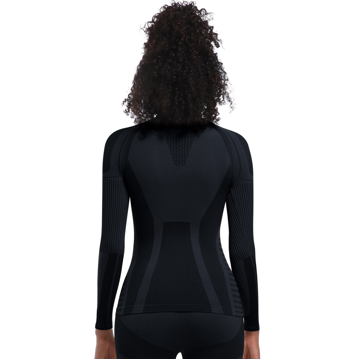 Neu Nahtlose Stricken Engen Hohe Elastische Ski Anzug Langarm Sport Laufen Fitness Yoga Top_voghion.com