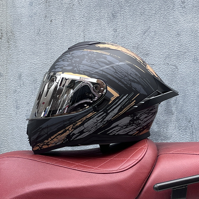 Casco integral transfronterizo DOT de la versión mejorada de LVS con doble lente para hombres, casco de seguridad universal para todas las estaciones para motociclistas femeninas, casco de motocicleta con doble lente.