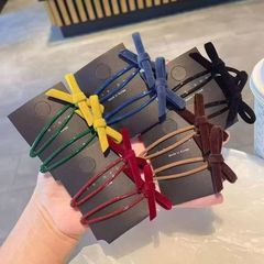 韩系甜美丝绒蝴蝶结发夹女侧边夹秋冬新款碎发夹BB掰掰夹头饰发饰
