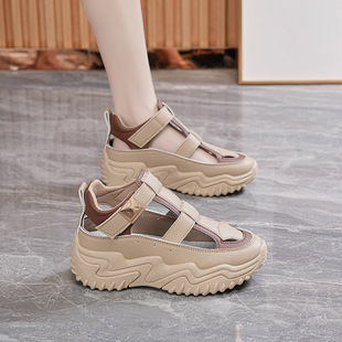 Summer Women's Shoes New Breathable Hollow-out Sandals Women's Korean-style All-match Thick-soled Increased Sports Casual Torre Shoes for Women