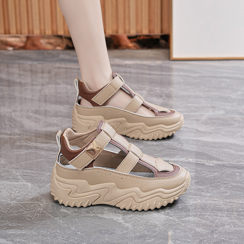Summer Women's Shoes New Breathable Hollow-out Sandals Women's Korean-style All-match Thick-soled Increased Sports Casual Torre Shoes for Women
