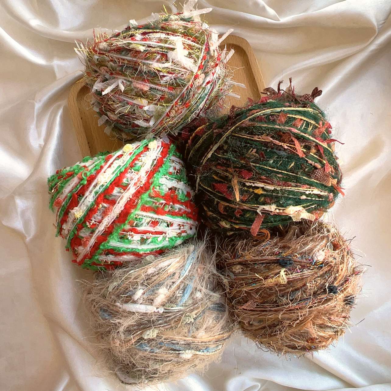 悠织特色手混线 圣诞集 diy特色手账手工编织花环发夹包包线100g