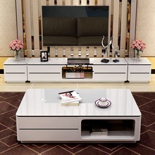 SY现代简约电视柜茶几组合套装客厅钢化玻璃大理石茶桌茶台小户型