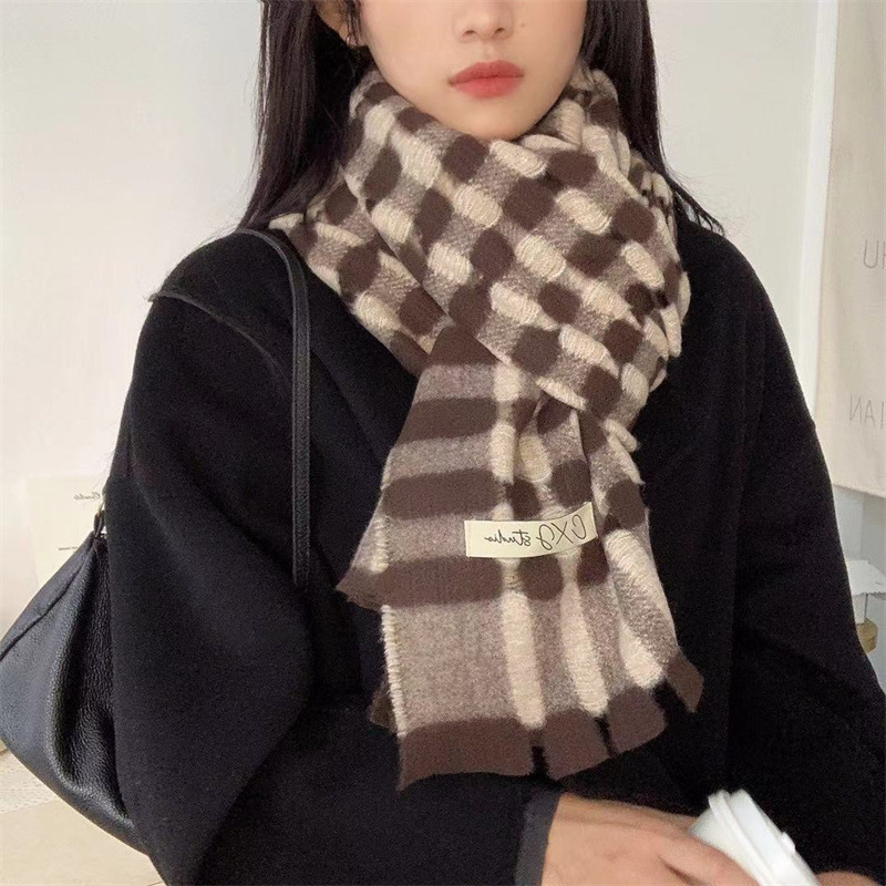 Frau Preppy-stil Süss Farbblock Kaschmirimitat Schal display picture 4