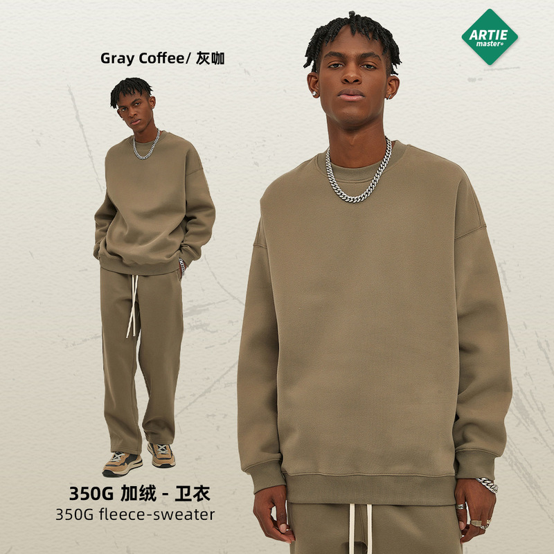 ARTIE 紳士服丨2025 秋冬新ファッションブランド 350 グラムドーパミンプラスベルベット肥厚ルーズラウンドネックメンズスウェットシャツ|undefined