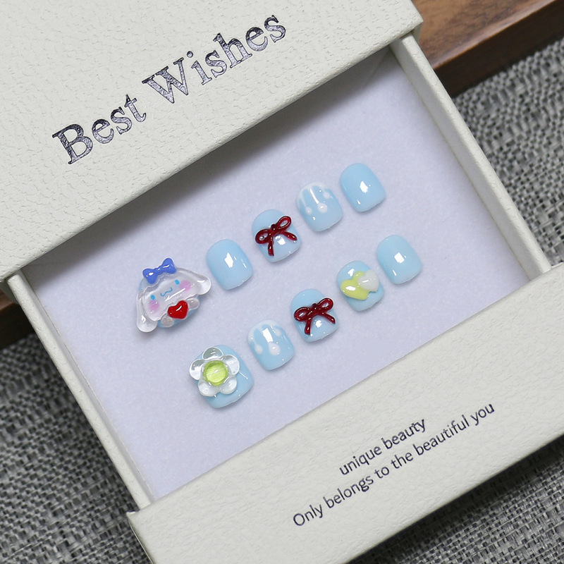 [Children's Wear Nails] Cute Cartoon Handmade Student Nail Art Patch Finished Products Boutique Fake Nails Removable