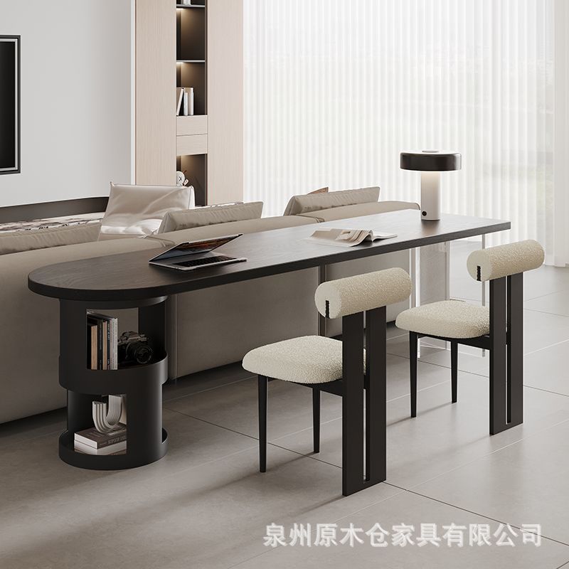 Home Double Study Table Computer Table Ash Wood Small Apartment Horizontal Hall Sofa Back Long Table Solid Wood Office Study