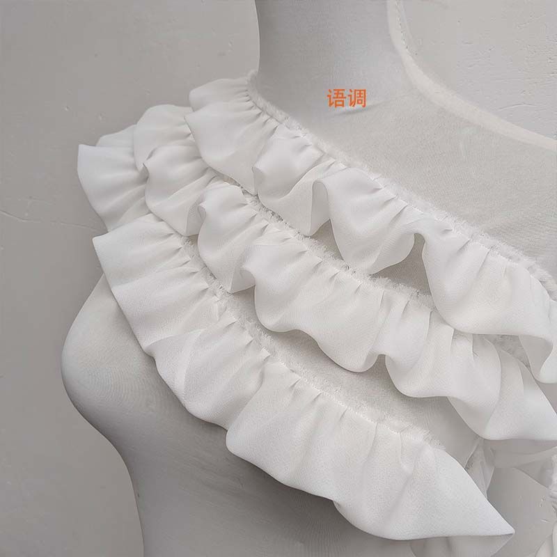 白色雪纺压褶皱卷边荷叶边蕾丝边服装布艺裙摆边装饰花边辅料