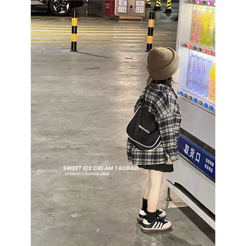 Корейская версия девушки клетчатая рубашка 2024 осенняя новая сетка красная маленькая девочка повседневная рубашка с длинными рукавами модная одежда