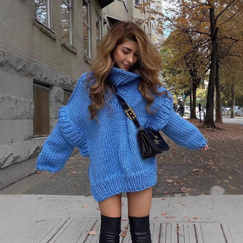 2026 New Cross-Border European and American Foreign Trade Sweater Amazon Knitwear Pullover Women's Fluffy Long-Sleeved Turtleneck Sweater 2026 New Cross-Border European and American Foreign Trade Sweater Amazon Knitwear Pullover Women's Fluffy Long-Sleeved Turtleneck Sweater