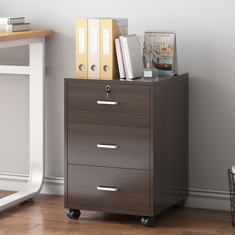 文件柜办公室木质带锁小柜子移动收纳柜抽屉柜带轮桌下储物柜矮柜