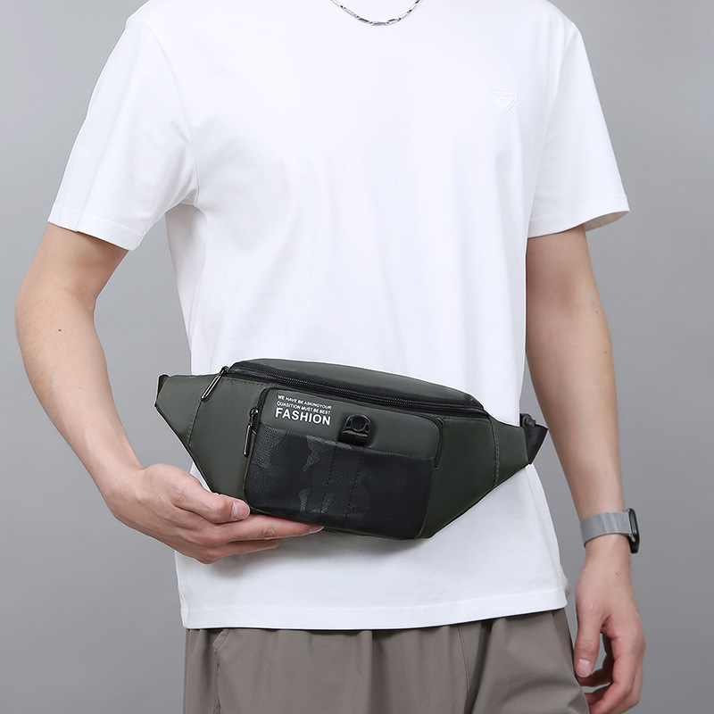 Riñonera para hombre de deportes al aire libre 2025 nuevo bolso de mensajero de un solo hombro de tela Oxford ligero bolso de pecho de ocio de varias capas