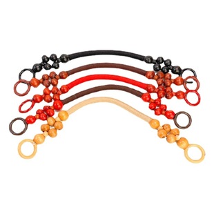 Factory direct retro woven wooden beads beaded DIY handbag handle accessories nylon rope wooden beads hand bag handle