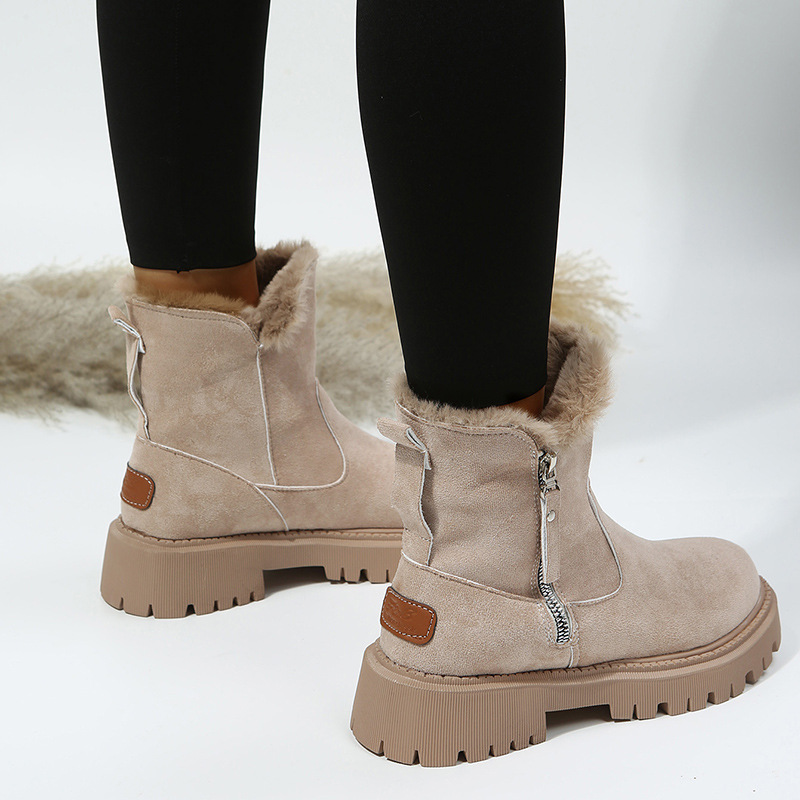 Snowboots dames suède korte winterlaarzen met bontvoering_voghion.com