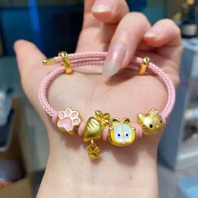 enamel color kitten carrot rabbit cat claw transfer beads bracelet bracelet large hole beads with beads diy accessories