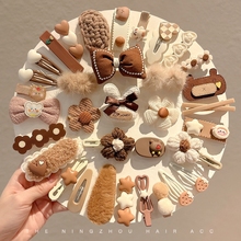 卡通咖色发夹女侧边刘海夹子头饰发卡儿童可爱一字鸭嘴夹发饰