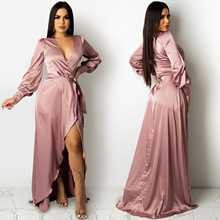Sexy irregular V-neck dressŷ�������Ը���V������俪��Ů��ȹ