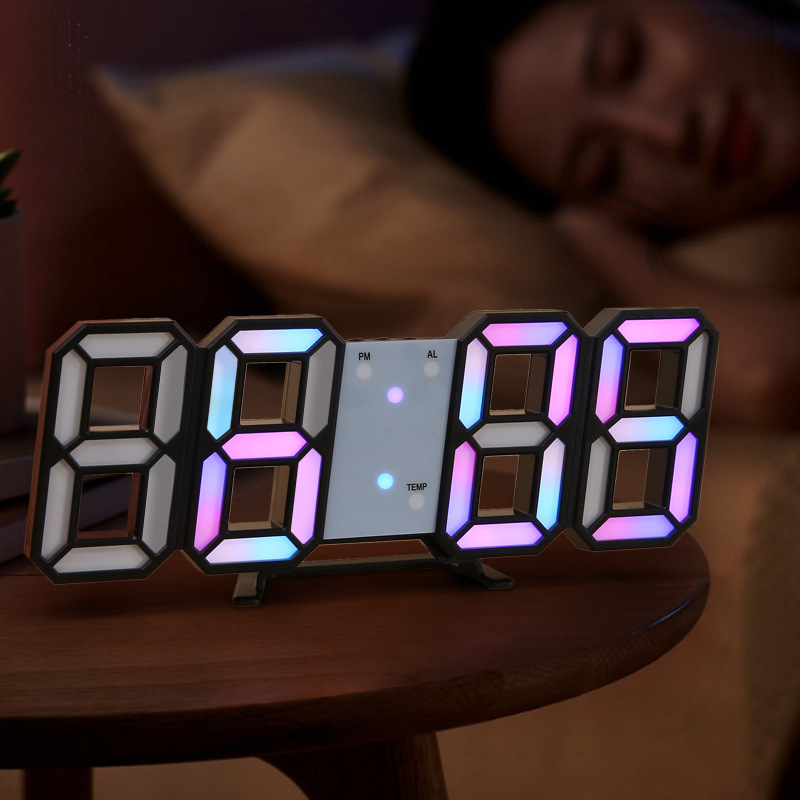 wifi スマート自動時間合わせ壁時計電子デジタル LED 目覚まし時計リビングルーム永久カレンダー時計リモコン時計