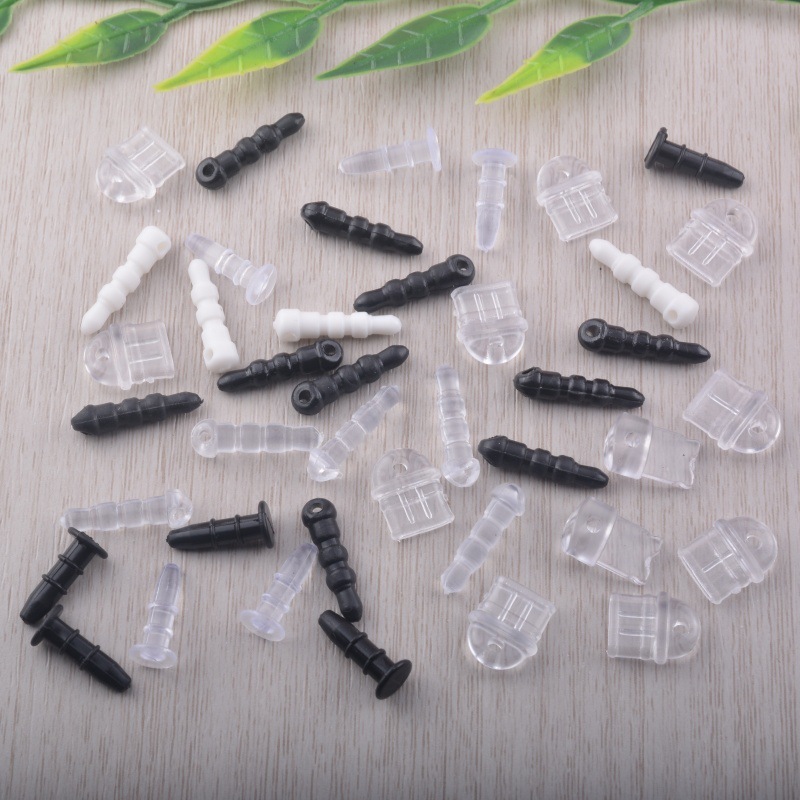 透明手机充电口Type-C防尘塞饰孔装饰挂件耳机孔饰品硅胶带孔堵头