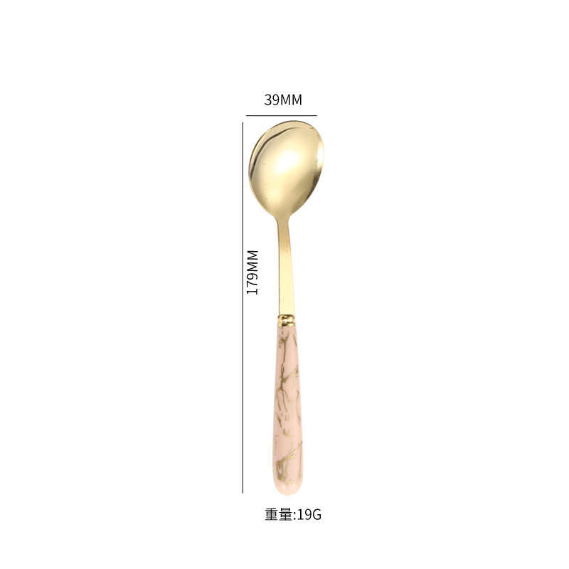 大理石模様のデザートスプーンセット高颜値ネット赤スプーン生放送クロスボーダーステンレス食器卸売り|undefined