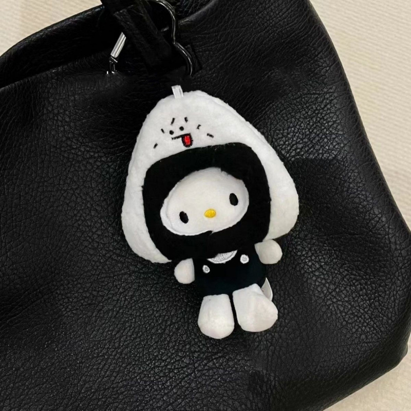 黑色草帽kitty帽宝宝挂件爱心扣公仔玩偶可爱赫本风挂饰钥匙扣|undefined