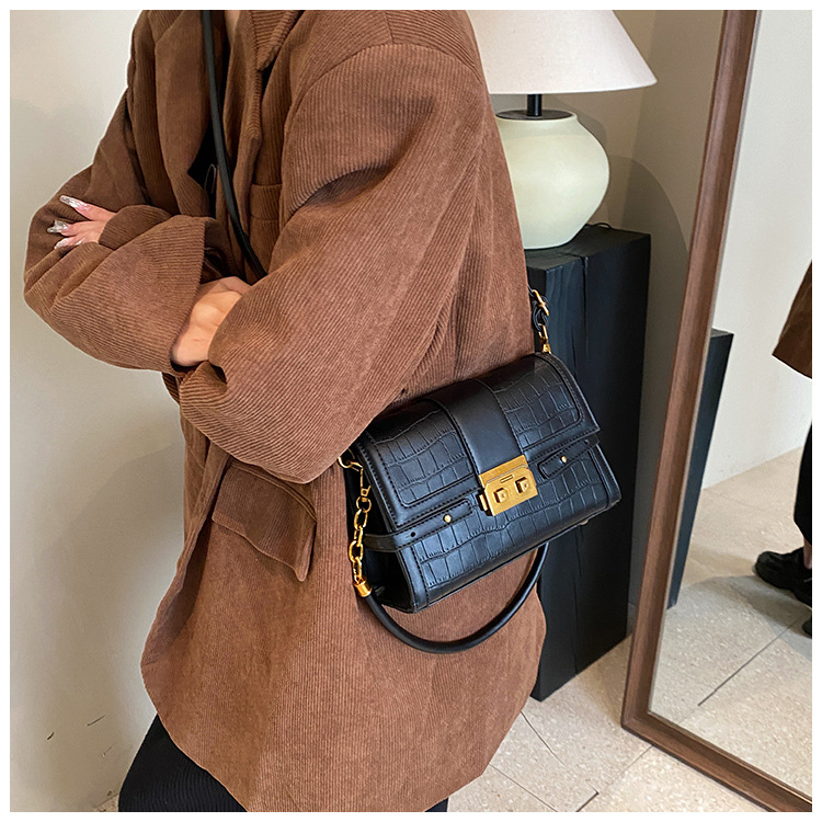 Stone Pattern Single Shoulder Underarm Bag For Women's 2023 Winter New Versatile Small Square Bag, Unique And Western Style Crossbody Bag _voghion.com