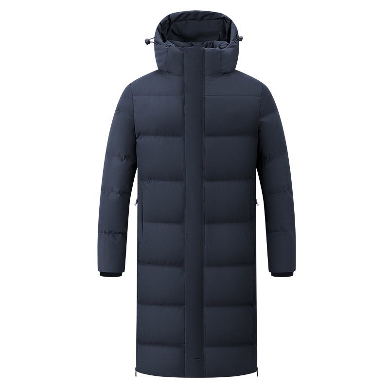 Winter down Jacket Long Sports down Coat Men's Long Over-The-Knee Sports Student Body College Winter Training Suit