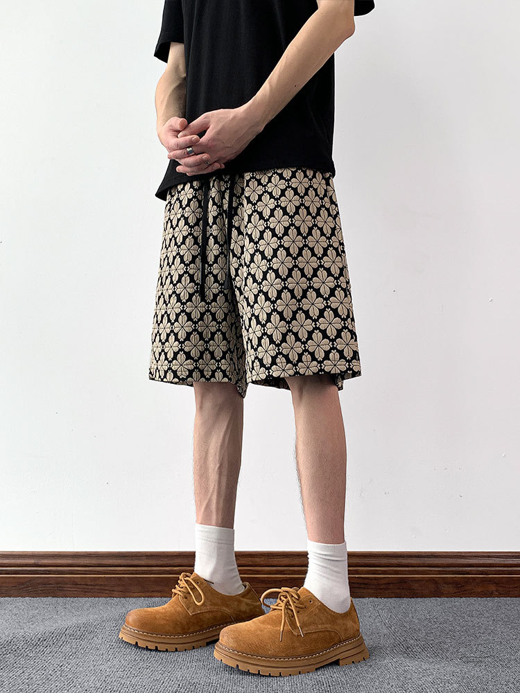 Herren Shorts Mit Hahnentrittmuster Vintage Stil Locker_voghion.com