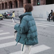 孔雀蓝短款羽绒服女冬季2025新款韩版宽松立领面包服白鸭绒厚外套