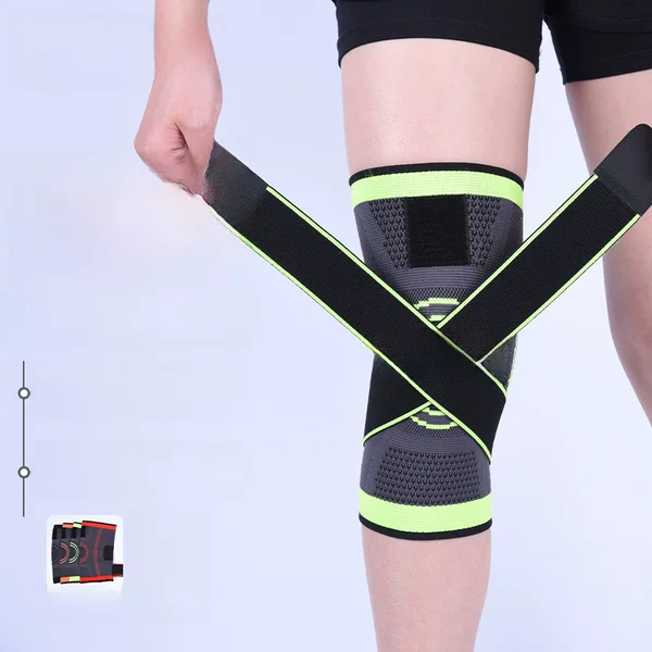 Cross Strap Knee Pads Outdoor Riding Running Basketball Football Nylon Sports Pressurized Knee Pads Green Breathable Knee Pads