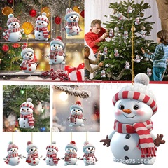 国境を越えた新製品アクリルかわいいアニメクリスマス雪だるま自動車掛け家クリスマスツリー飾り飾り飾り
