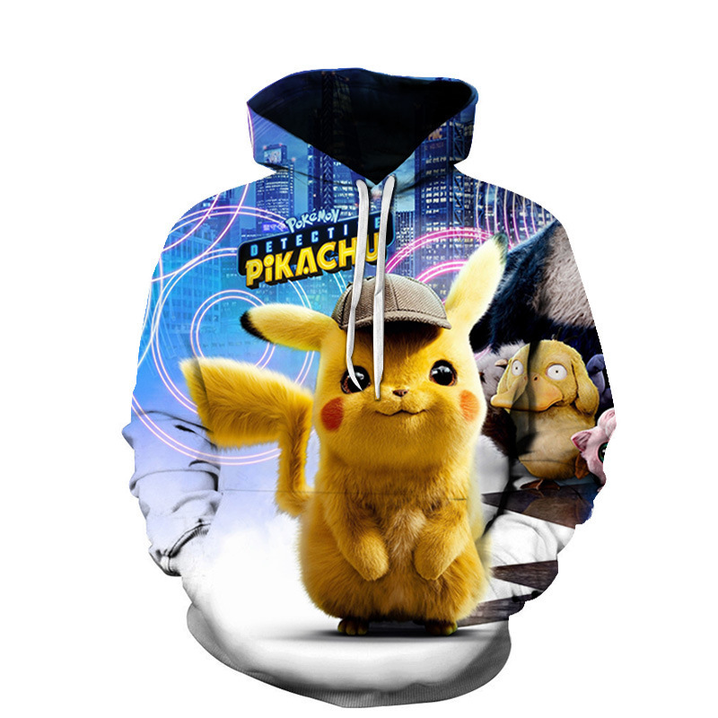 Amazon Spring and Autumn Cartoon Series Pikachu 3D Digital Print Hoodie Sweater Baseball Suit
