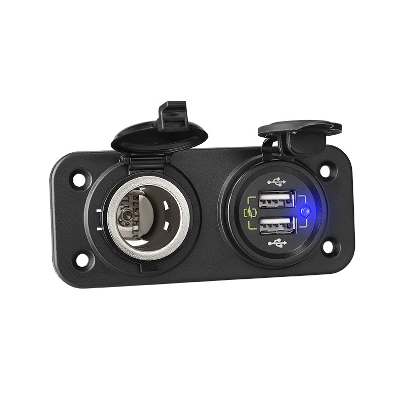 双孔改装车载手机充电器QC3.0双USB快充汽车配件点烟器厂家源头