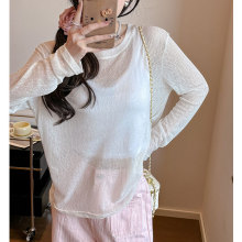 2025新款白色镂空罩衫上衣女夏季慵懒风长袖防晒微透高级感空调衫