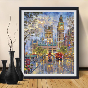 Diamond painting 2022 new full diamond cross stitch city street big clock small piece living room scenery diamond embroidery stick diamond
