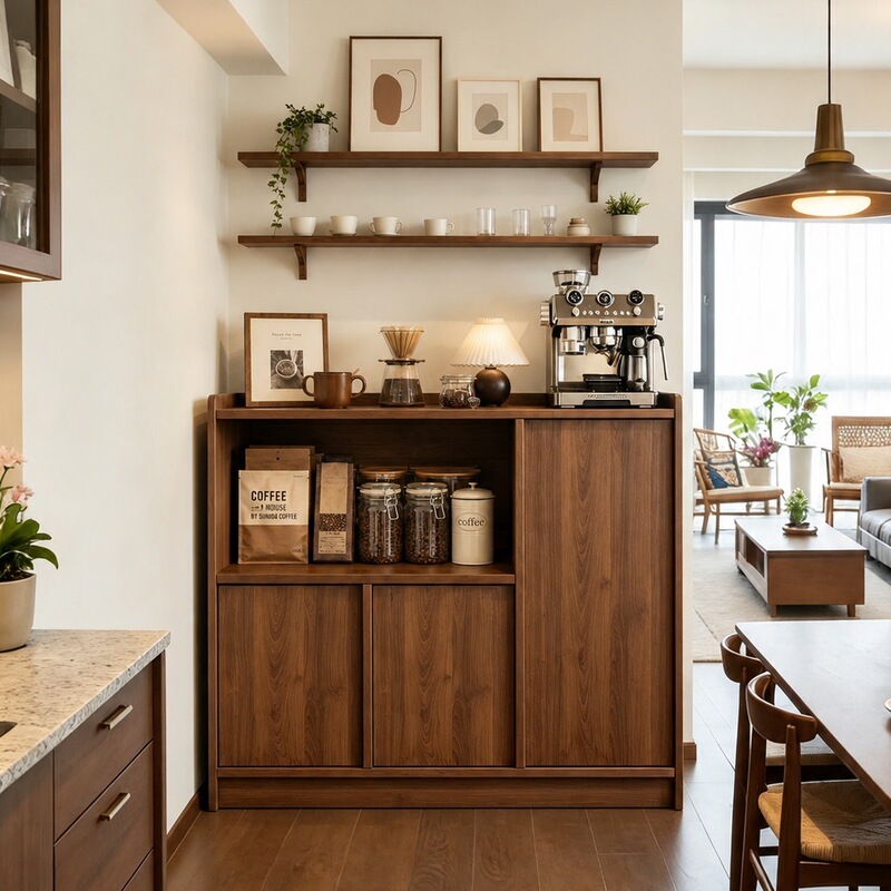 Sideboard storage cabinet, wall-mounted integrated storage cabinet, home living room tea cabinet, coffee machine placement table, wine bar counter