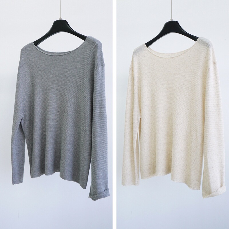 Nordic-style Linen Tencel Basic Pullover Collar Sweater Top Women's Sunscreen Blouse Long-sleeved Loose-fit