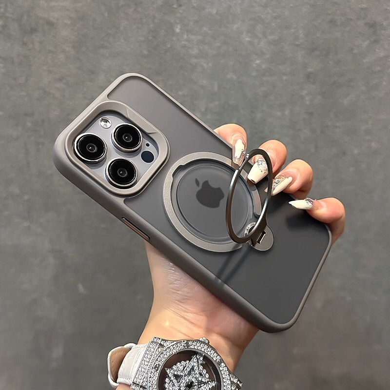 360 Double-ring Magnetic Bracket Apple 15ProMax Phone Case Fulcrum Skin-feeling iPhone14 Protective Cover