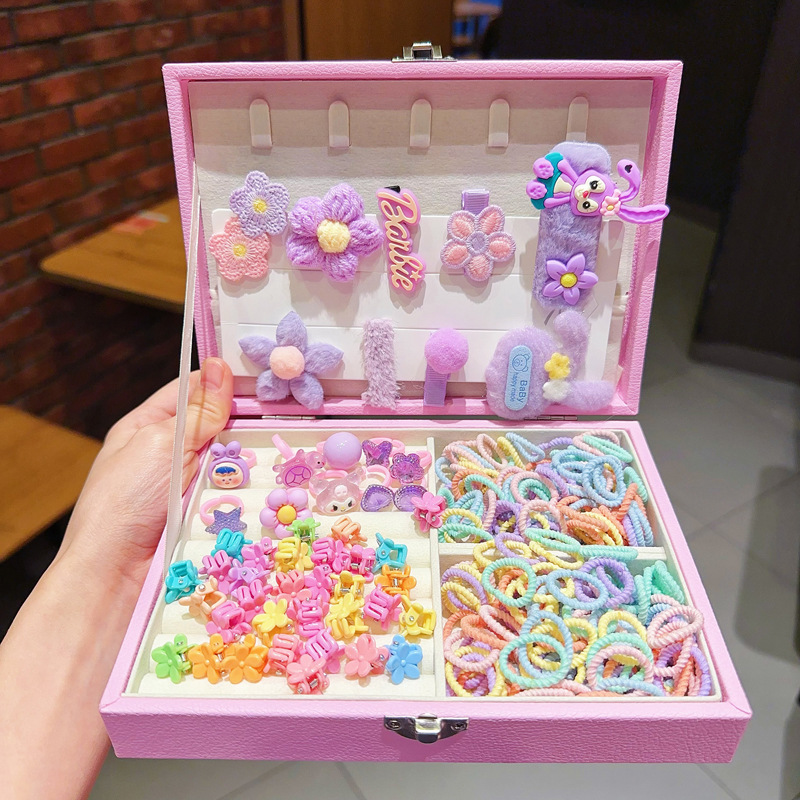 Caja de regalo para niños Jewelry Set linda niña pequeña regalo de cumpleaños princesa cabello cabello cuerda caja de joyería de alta gama