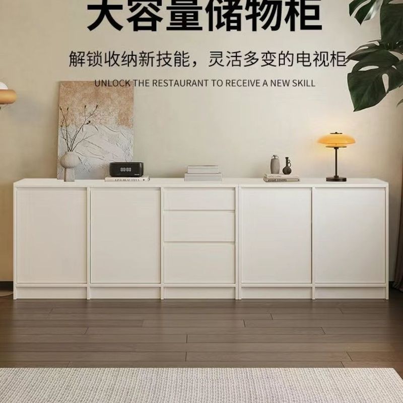 纯白餐边柜奶油风家用茶水柜厨房橱柜靠墙一体新款客厅置物柜边柜|undefined