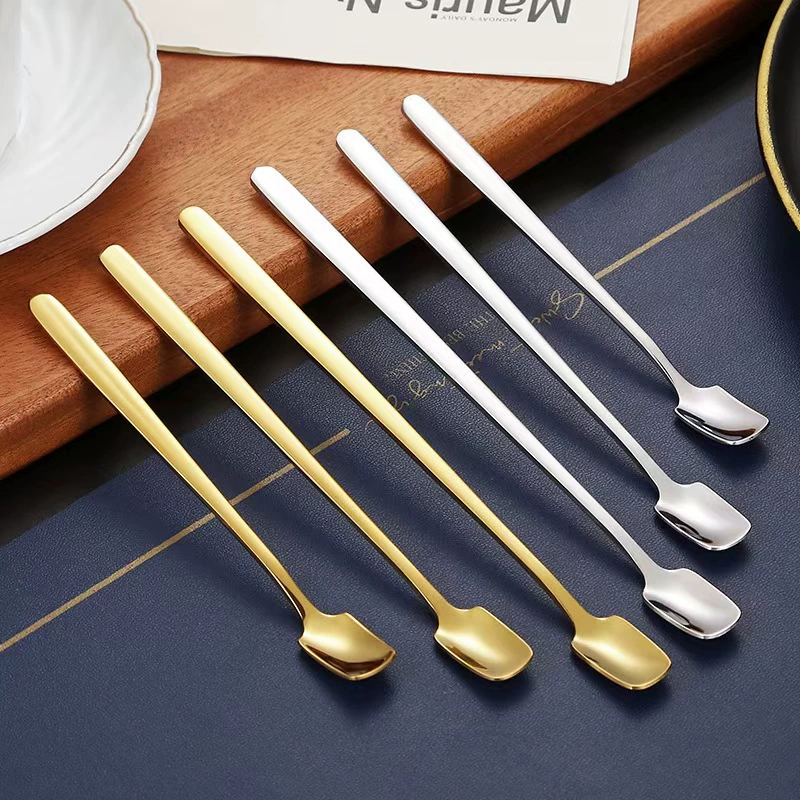 Кофейная ложка из нержавеющей стали 304, ложка для размешивания с квадратной головкой, десертная ложка, ложка для меда, подарочная ложка для кружки, с возможностью лазерной гравировки логотипа.