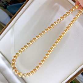 天然金珠项链8-9mm正圆无瑕基本上很干净源头厂家批发配礼盒