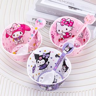 Kulomi Bowl and Plate Children's Tableware suit Student Canteen Rice Bowl Complete Household Baby Dining Bowl Soup Bowl Delicate