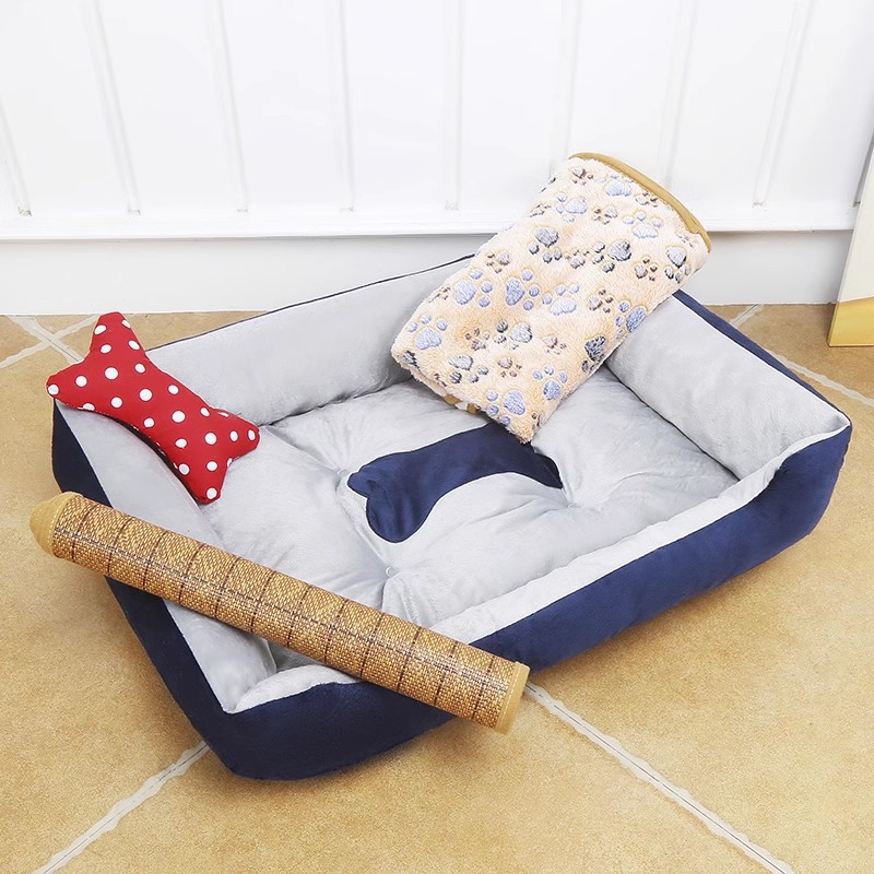 진한 파란색 + 담요 + 매트 + 천 뼈